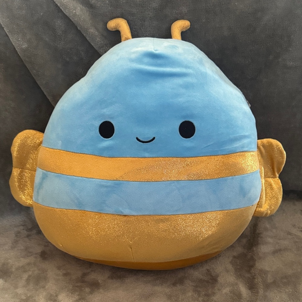 Blue & Gold Bee Plush Pillow